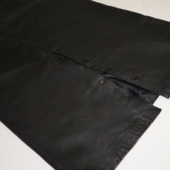 G-III Womens Vintage Black Leather Midi Pencil Skirt Back Snaps 80's Size 11/12 - Picture 6 of 11